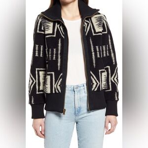 Pendleton Women’s Foxglove Zip Bomber Jacket in Black and Ivory Harding